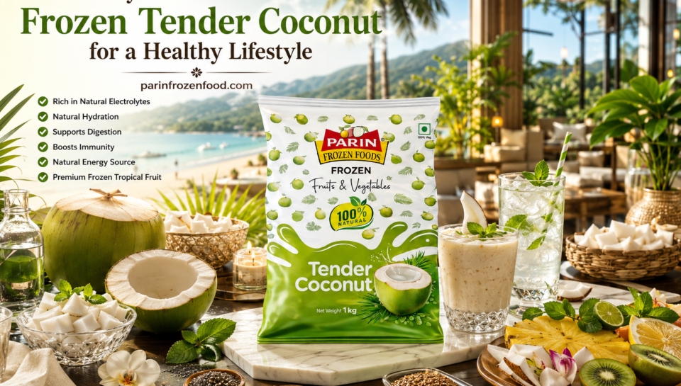 Premium Frozen Tender Coconut by Parin Frozen Foods with natural freshness and tropical nutrition.
